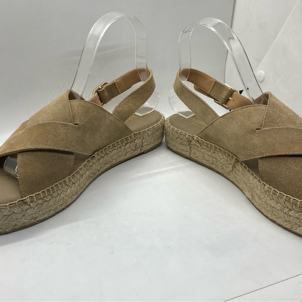 Paseart Suede Leather Cross Strap Espadrille Slingback Sandals 39 - Picture 5 of 11